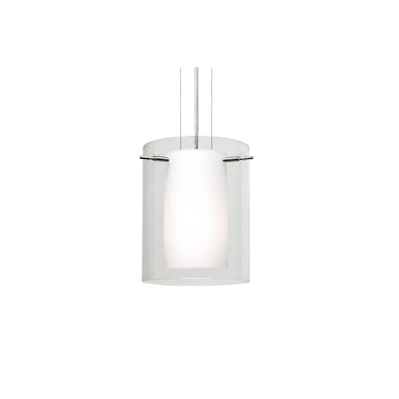 Besa Lighting Pahu 8 Cable Pendant, Clear/Opal, Satin Nickel Finish, 1x11W LED 1KG-C00607-LED-SN